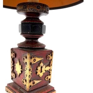 VTG Speckled Metal Candle Stick Style Table Lamp Key Hole Hinge Wild Wood Gothic